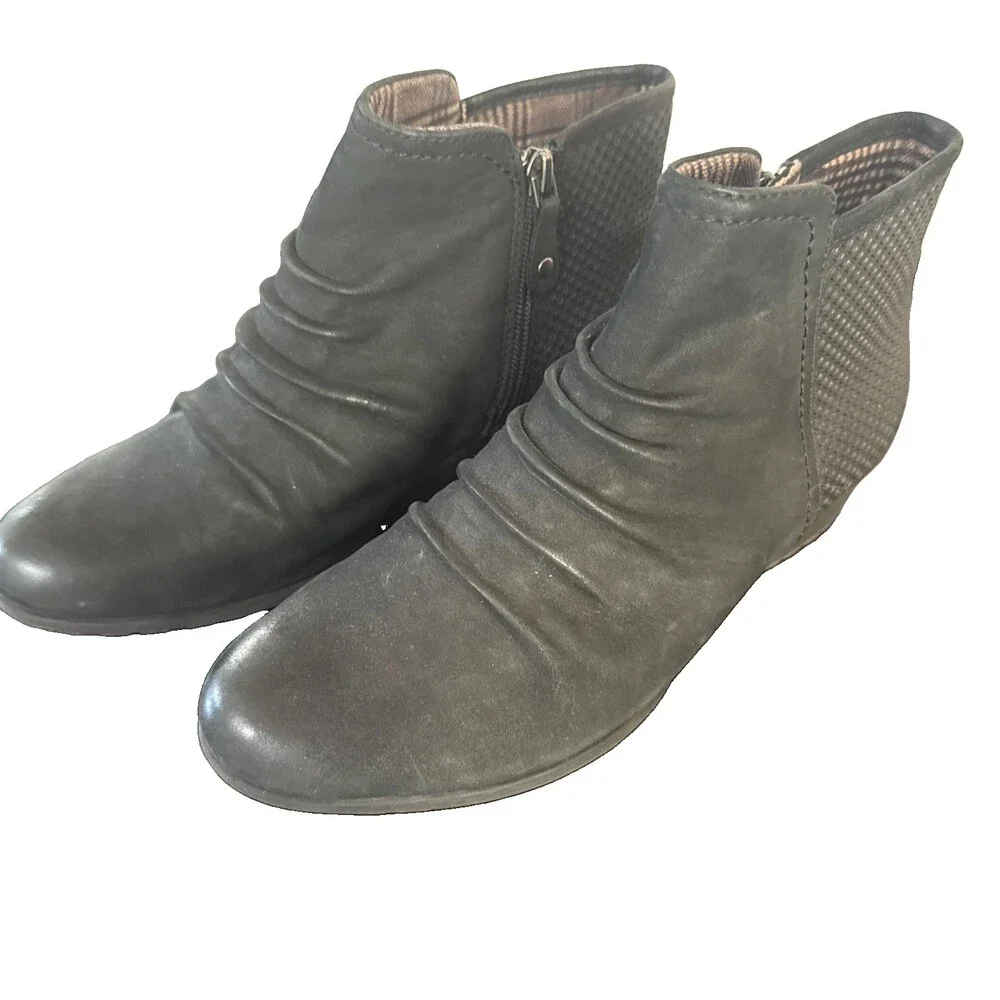 Rockport Cobb Hill Gratasha Ankle Boots Black Leather Women’s 8.5 – Comfort Zip